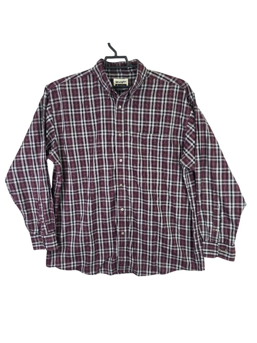 Mens Wrangler Riata Red Black White Plaid Button Up Shirt Long Sleeve Size XXL